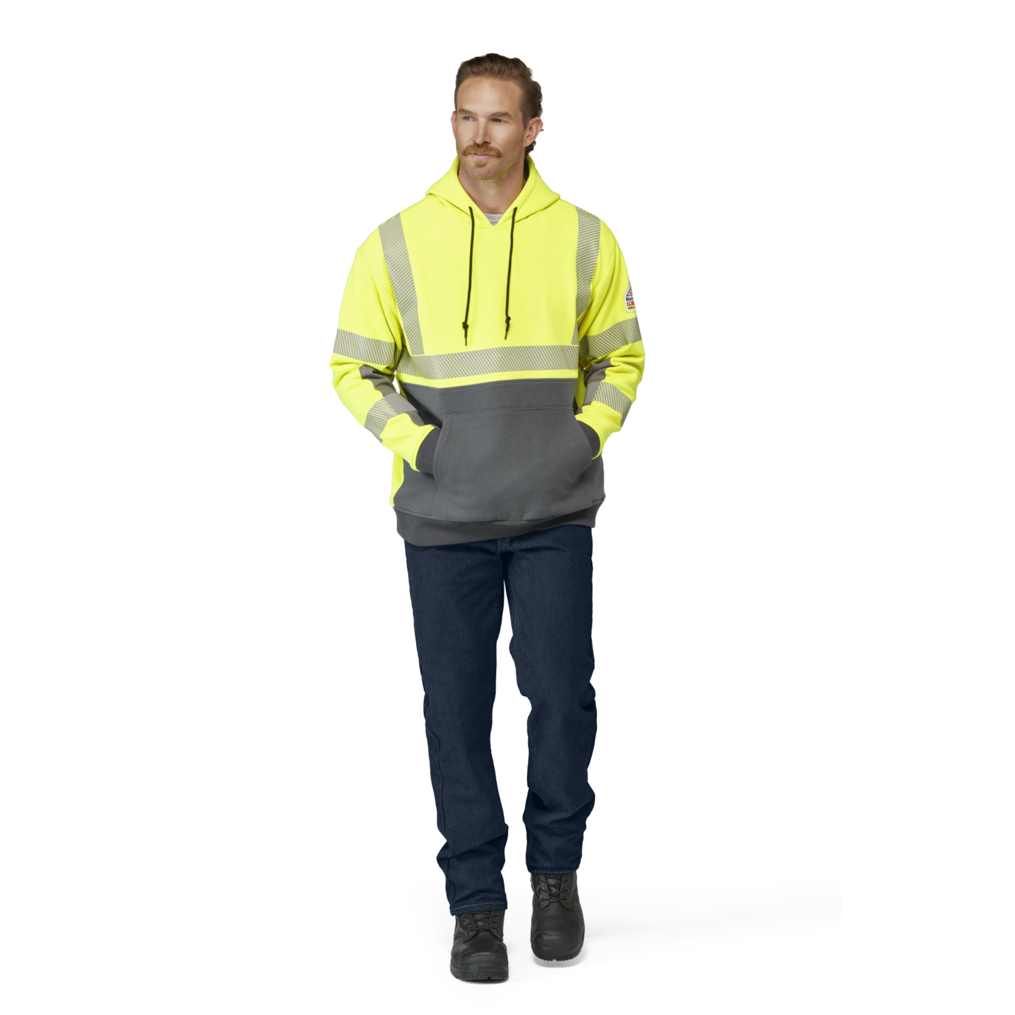 Bulwark Men's FR Hi-Visibility Color Block Pullover Fleece Sweatshirt from Columbia Safety